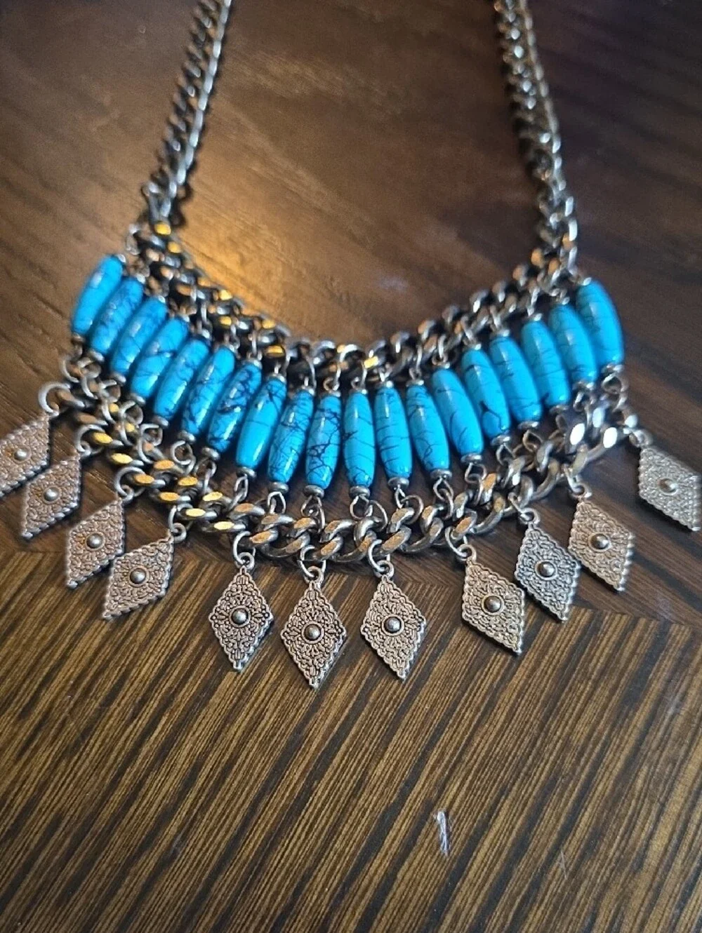 Turquoise Bead Fringe Statement Necklace - Women's Jewelry